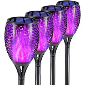 Solar Lights Outdoor, 4 Pack Premium 99 LEDs Purple Halloween Decor Solar Lights